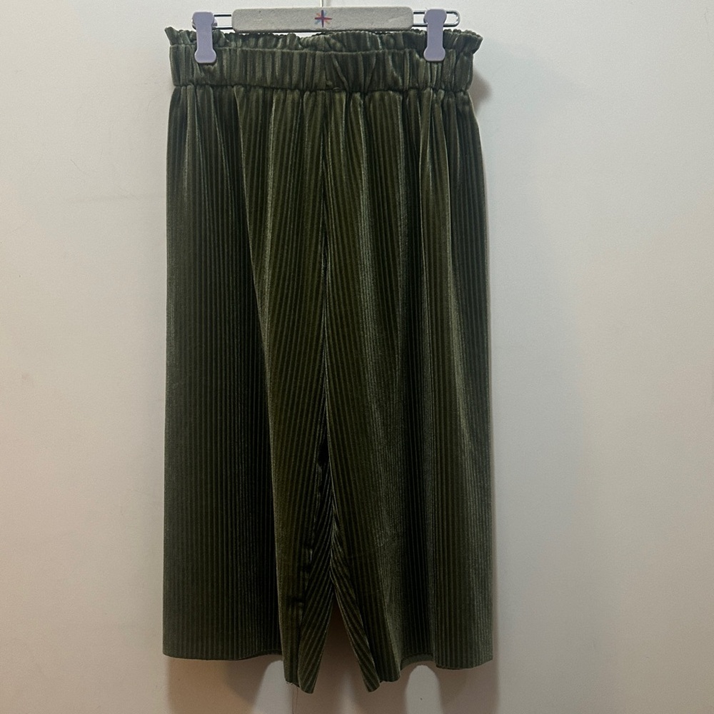 Dot Dot Smile Olive Green Pleated Velvety Pants